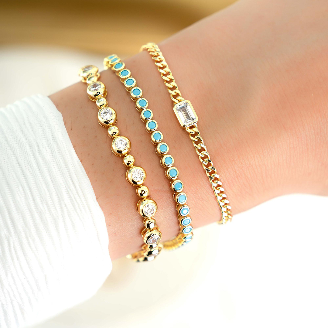 PTSD Awareness Strength In Every Link Turquoise Tennis Bracelet
