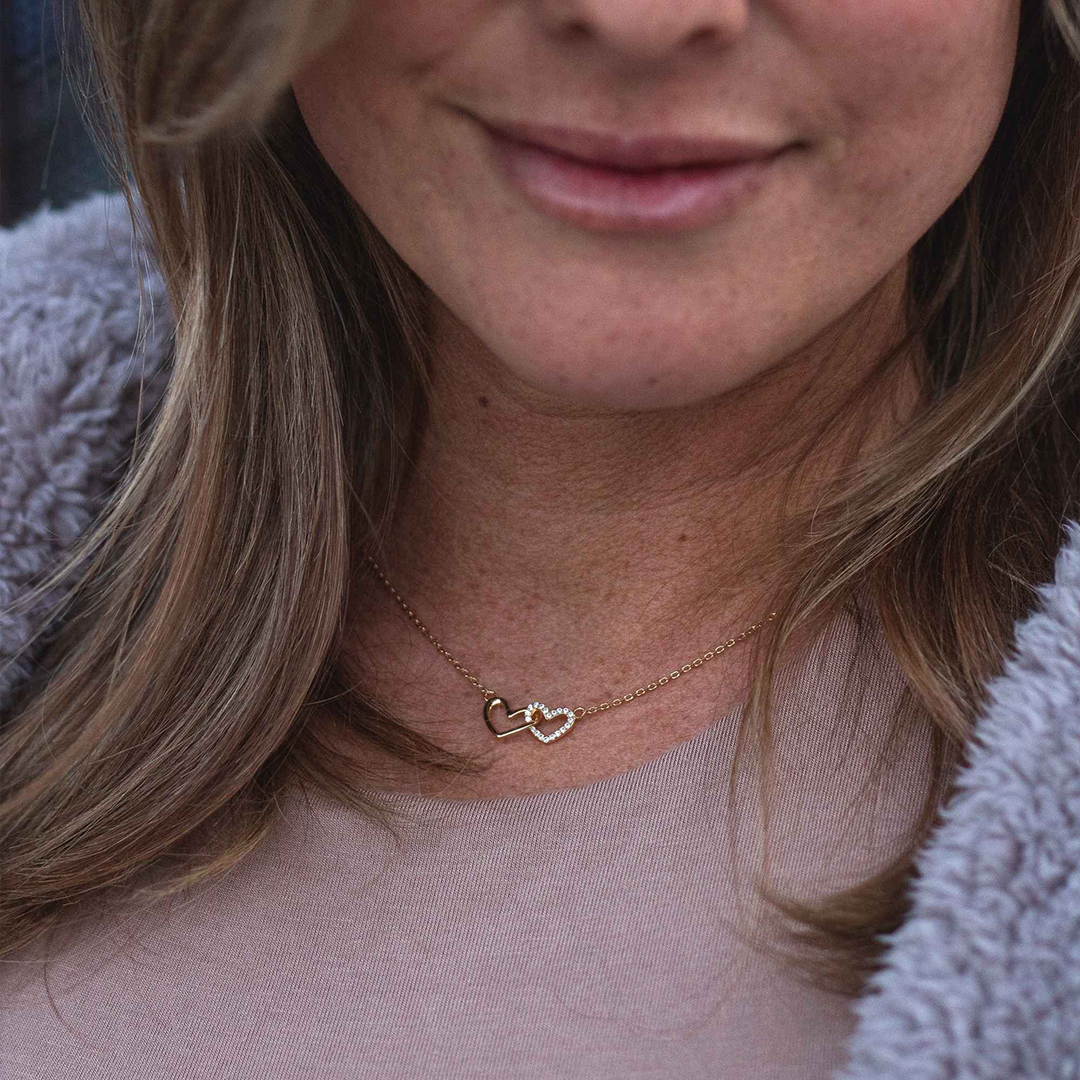 Double Heart Intertwined Necklace