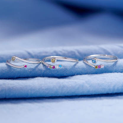 Personalized 2-6 Birthstone You And Your Girl Gang Ring