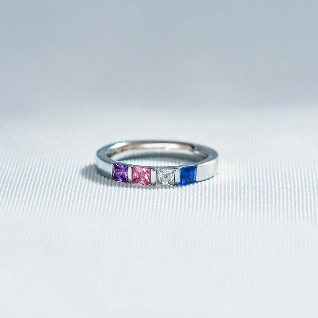 Personalized 1-7 Kids' Birthstone Square Ring