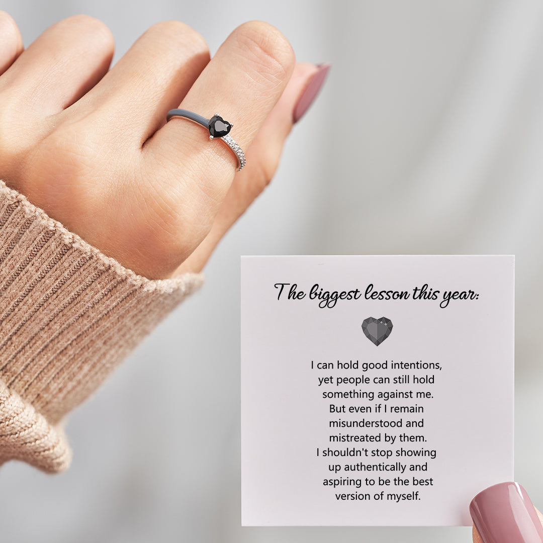 Embrace Your Authenticity Black Enamel Ring