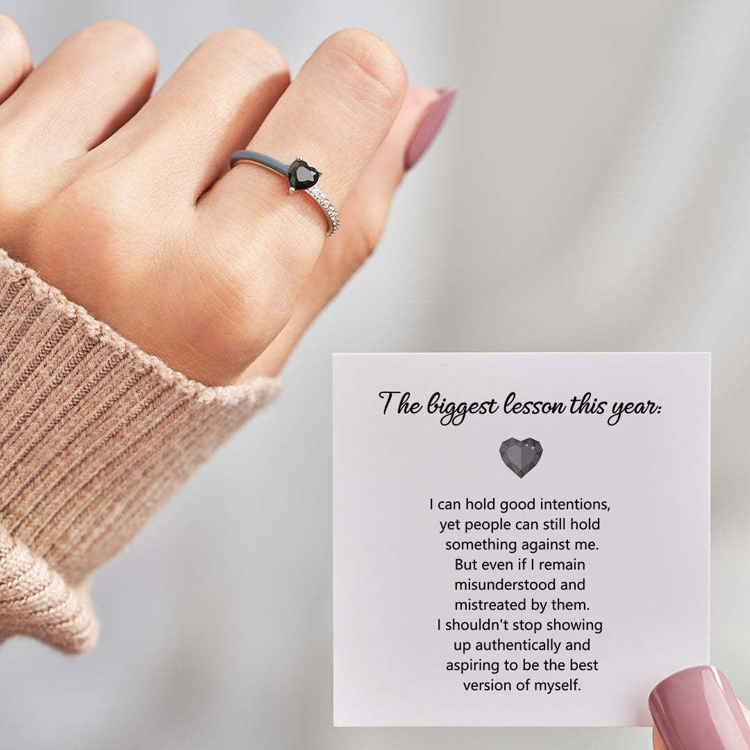 Embrace Your Authenticity Black Enamel Ring