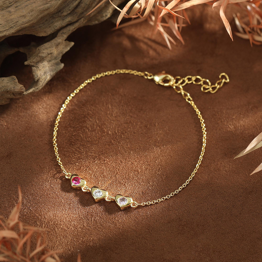 My Family My Heart Custom Heart Birthstone Bracelet