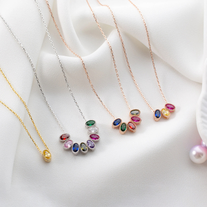 Personalized 1-14 Birthstones Charms One of a Kind Gift Design Your Necklace