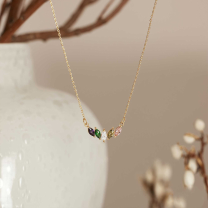  Custom 1-8 Marquise Birthstones Necklace
