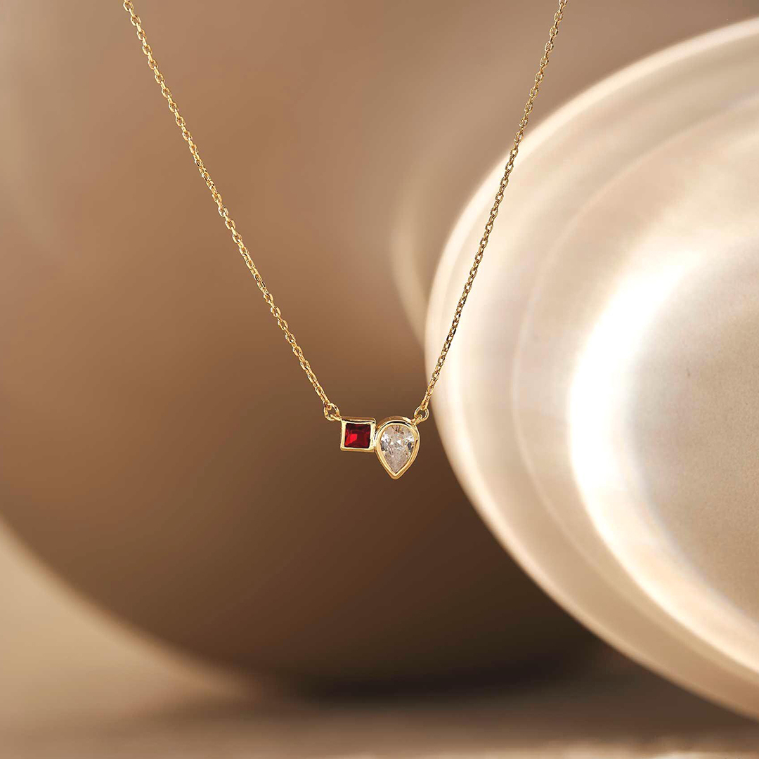 Mother & Daughter Two Stone Necklace