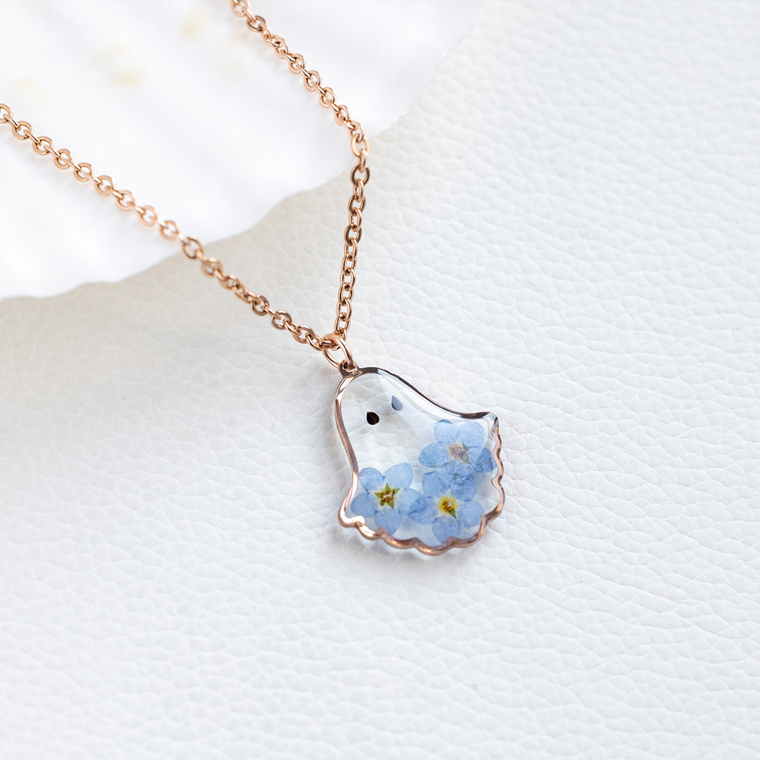 Forget Me Not Flower Ghost Necklace