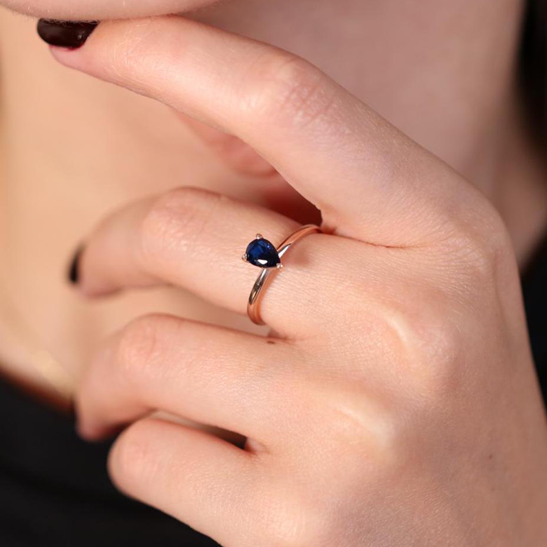 Memorial Tear Teardrop Sapphire Ring