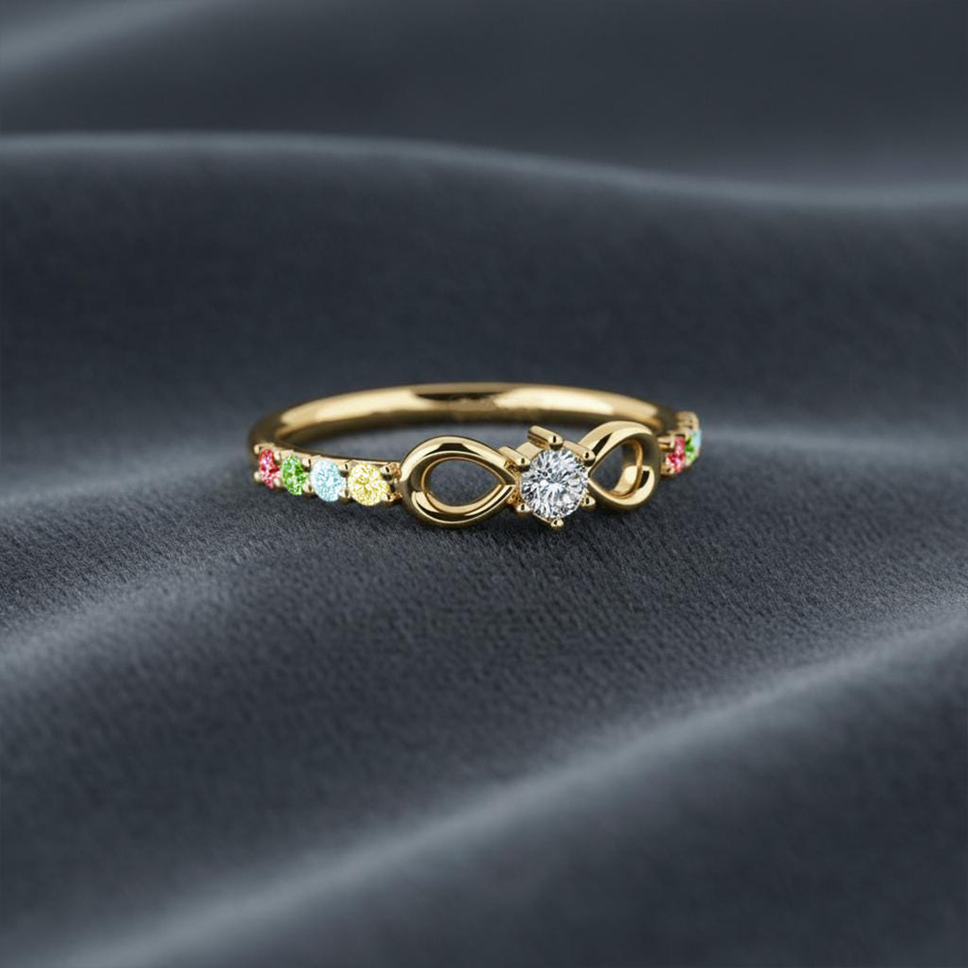 Autism Awareness Infinity Diamond Knot Ring