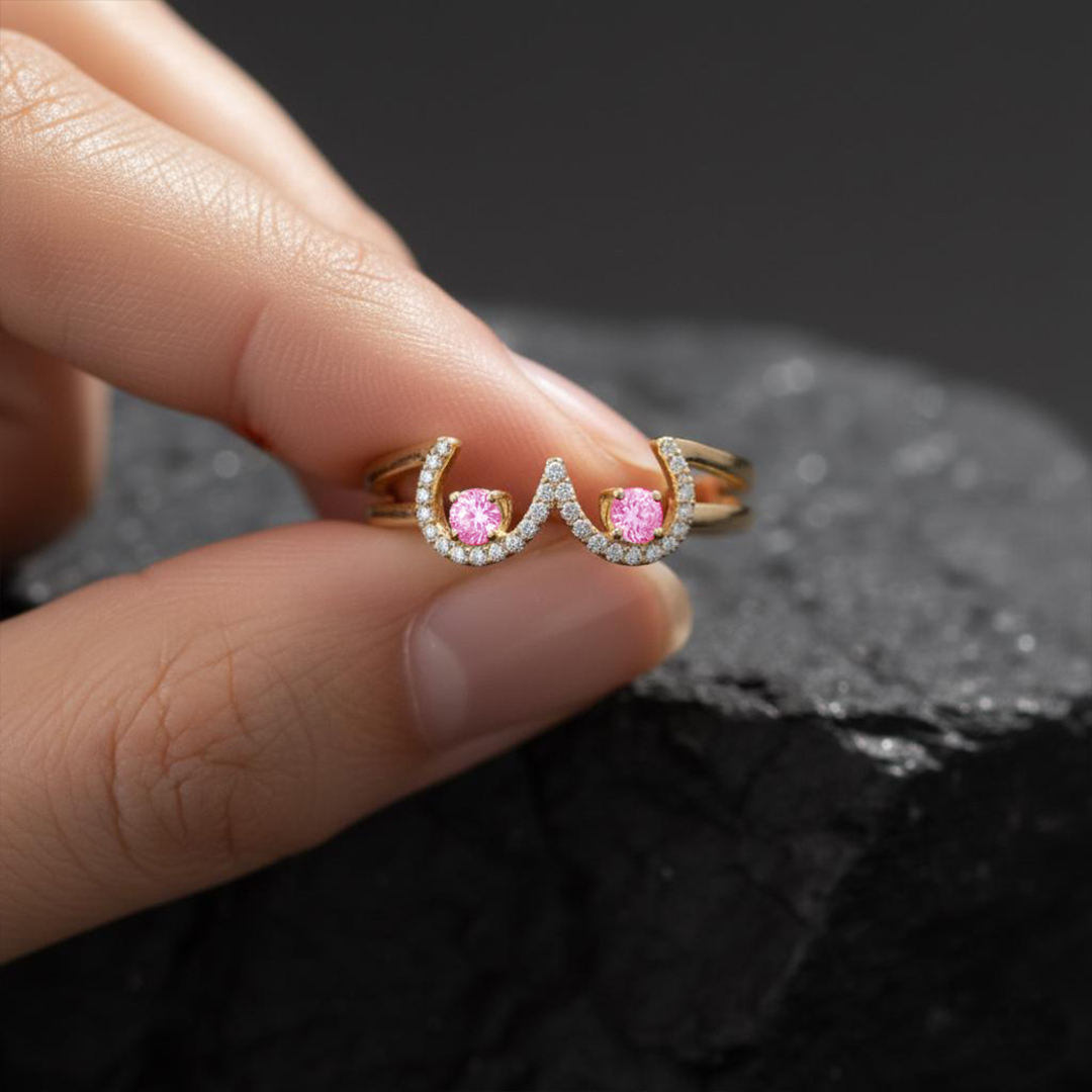 Breast Cancer Awareness I Am Enough Dainty Wave Ring