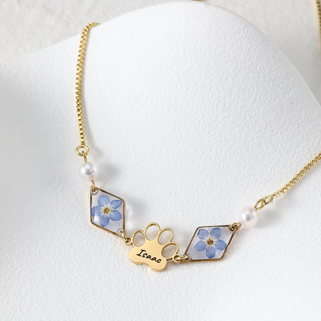 Forever Loved Rainbow Bridge Paw Print Bracelet