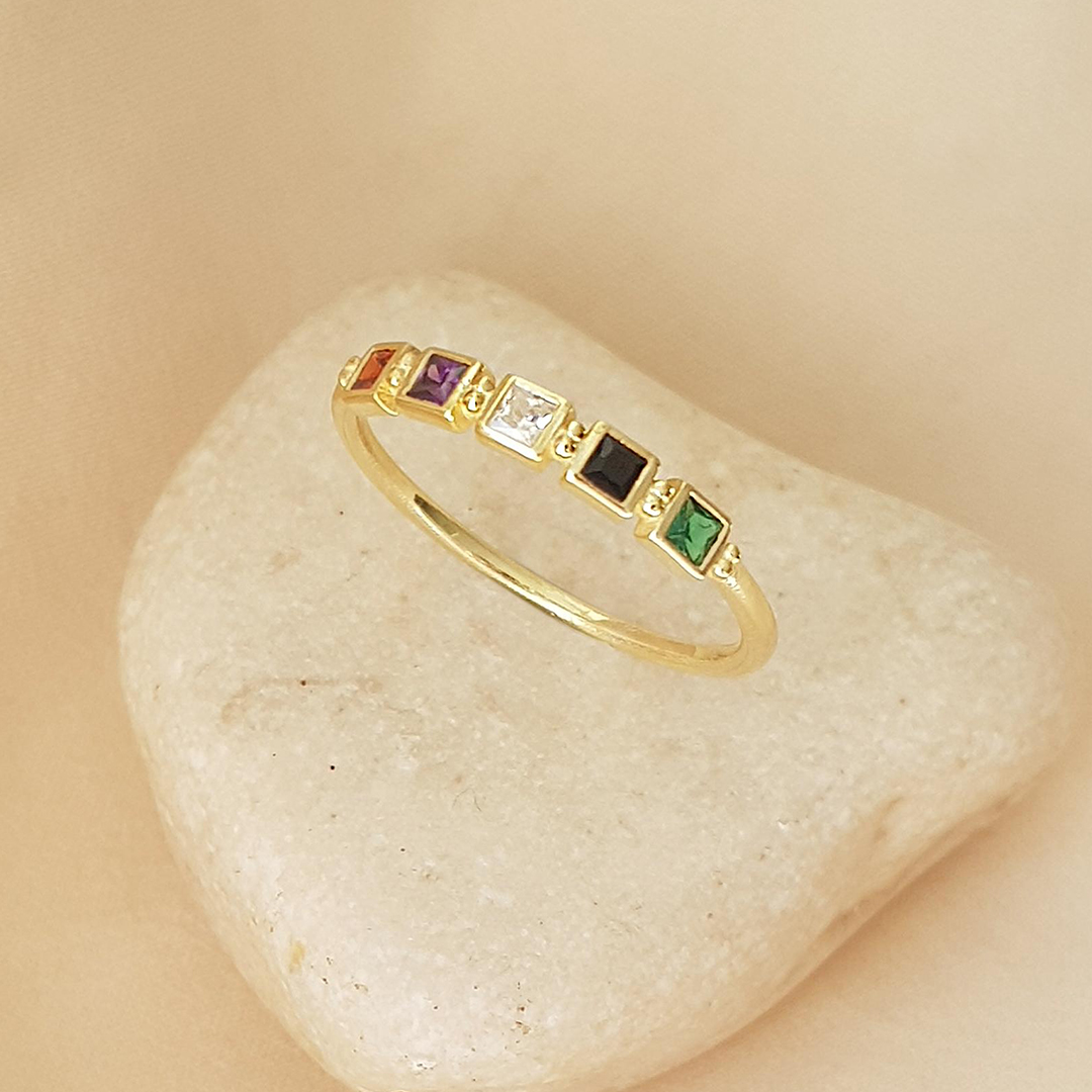 Grandma’s Tear of Joy Personalized 1-6 Birthstone Ring