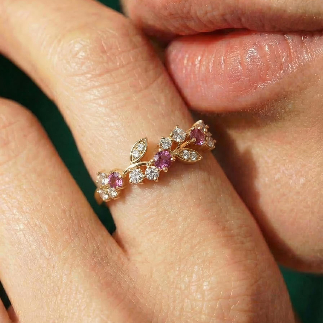 I Am Choosing Me Pink Leaf Ring