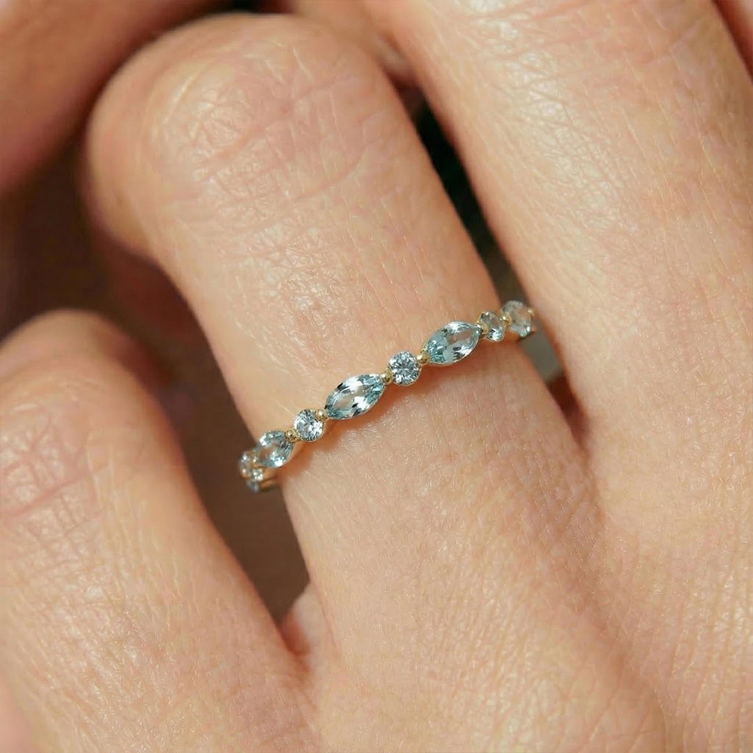 Ovarian Cancer Awareness Teal Marquise Ring
