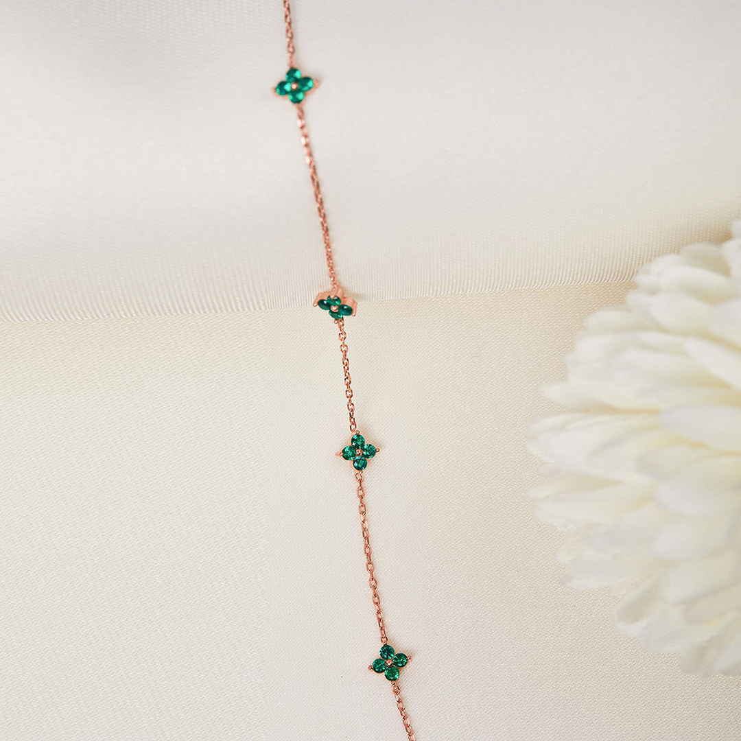 Kidney Disease Awareness Four Green Leaf Bracelet