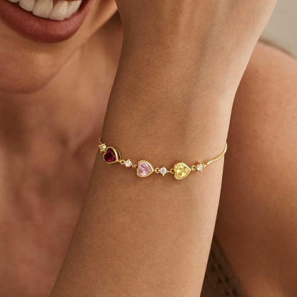 1-10 Birthstones Heartbeat Family Bracelet