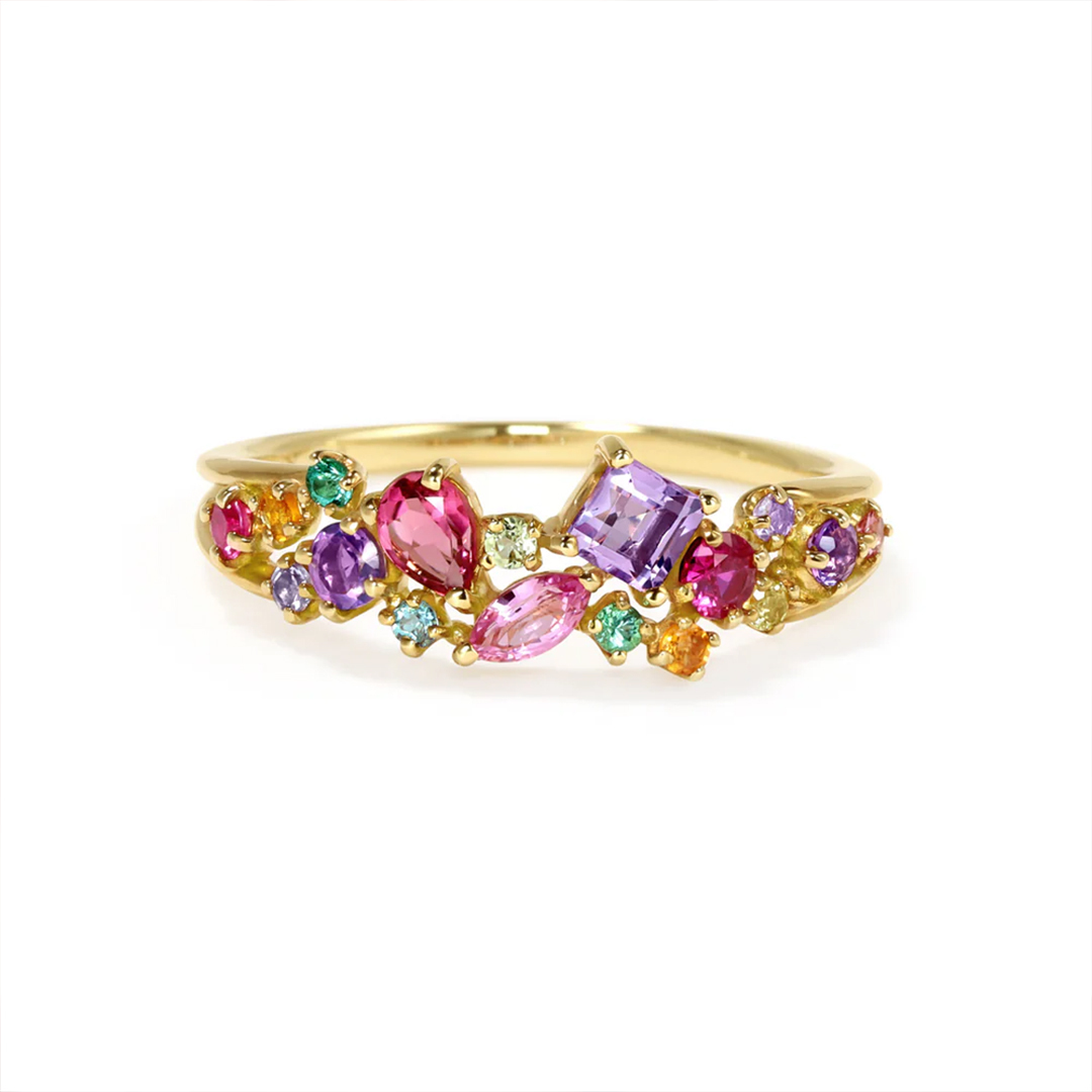 Beautifully Broken Nugget Colorful Diamonds Ring