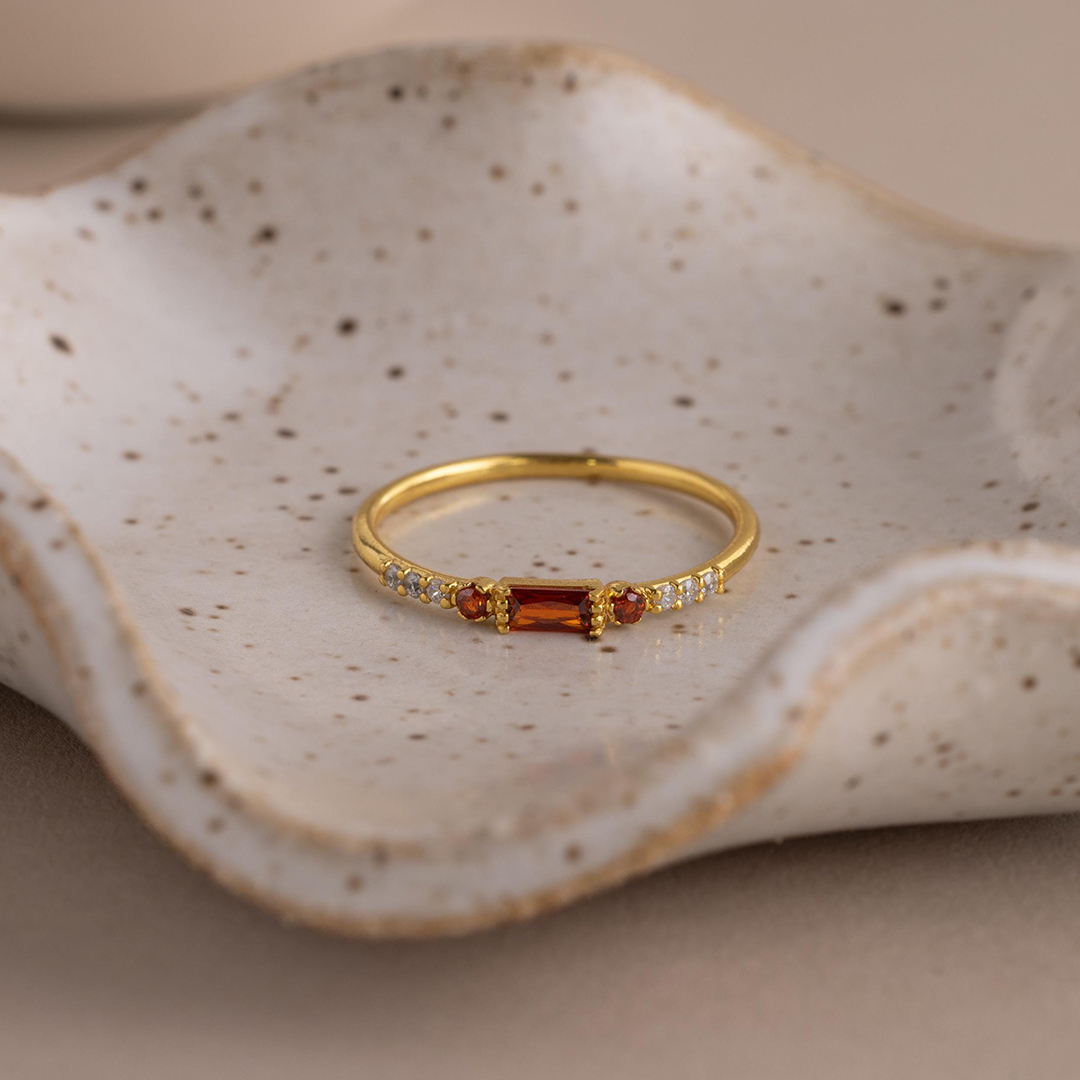 Self Love Pave Baguette Birthstone Ring