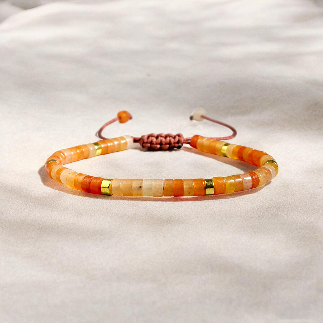Multiple Sclerosis Awareness Natural Carnelian Stone Bracelet
