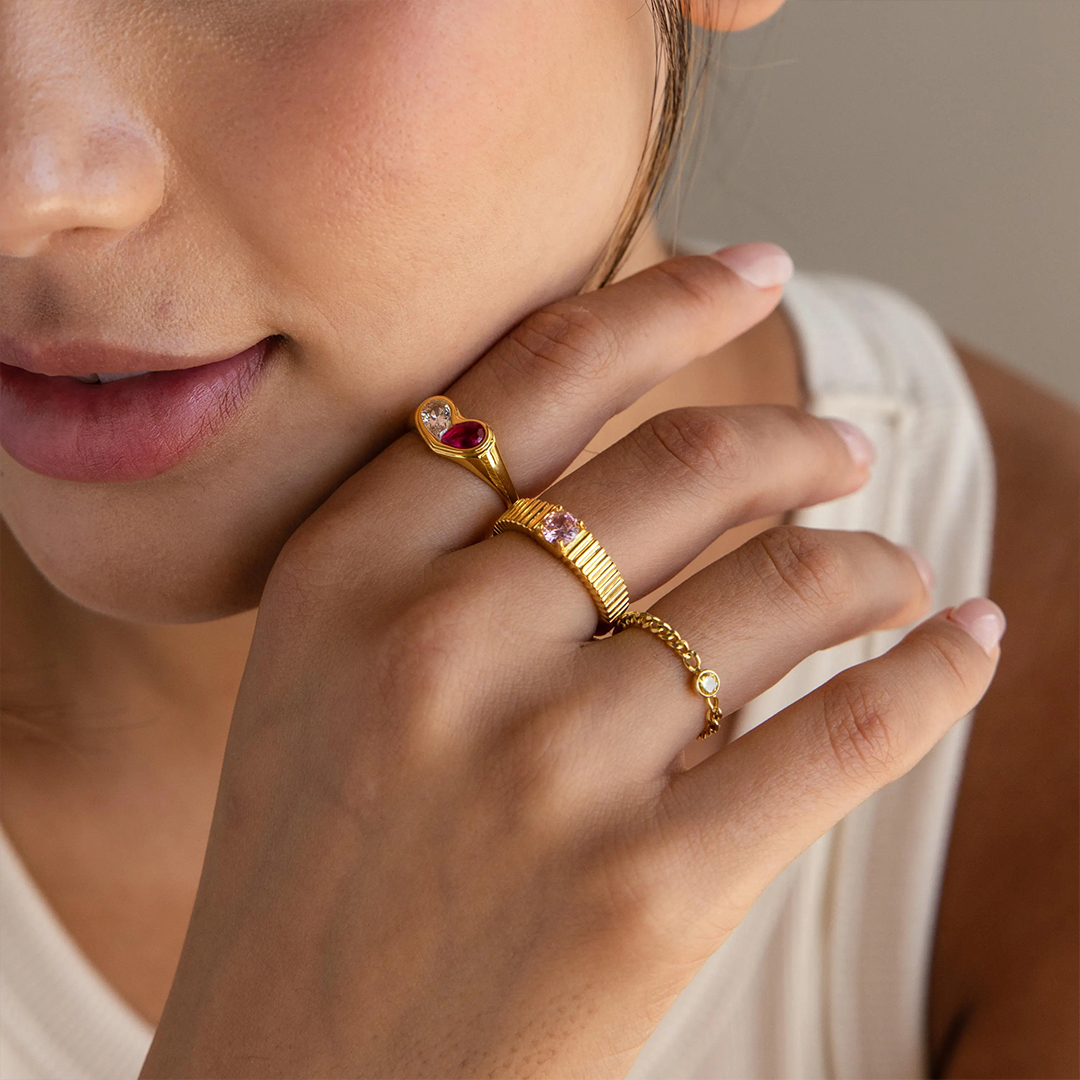 All That Matters Is Us Birthstone Heart Signet Ring