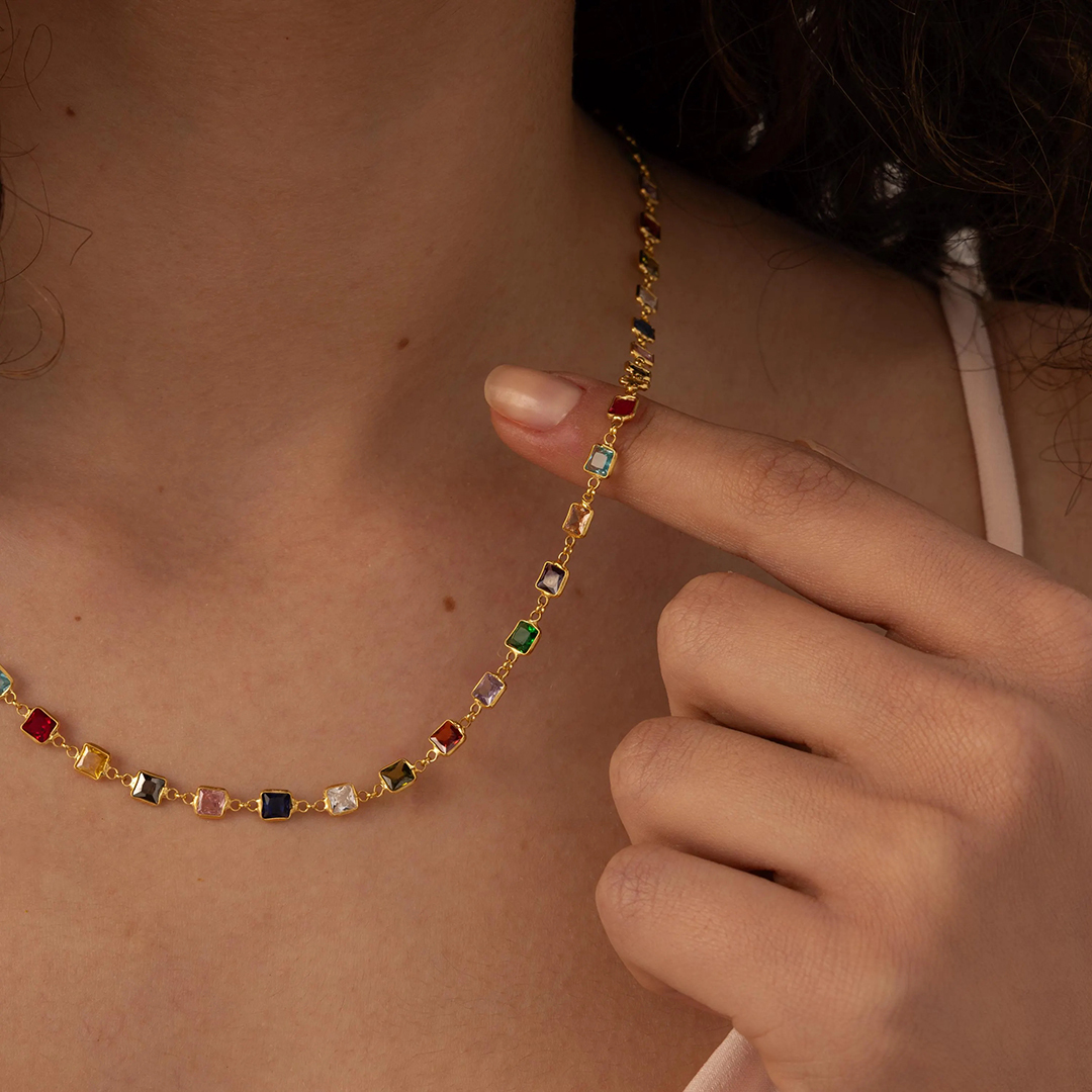 Personalized Colorful 1-15 Stones Bonds Necklace