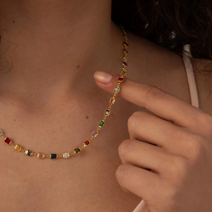 Personalized Colorful 1-15 Stones Bonds Necklace