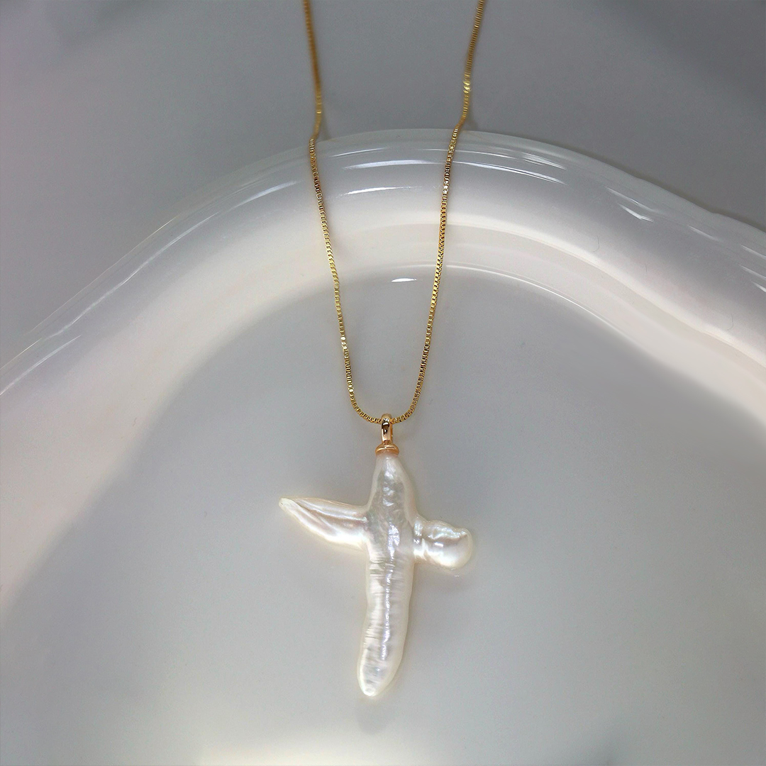 Choosing Me Freshwater Cross Pearl Necklace