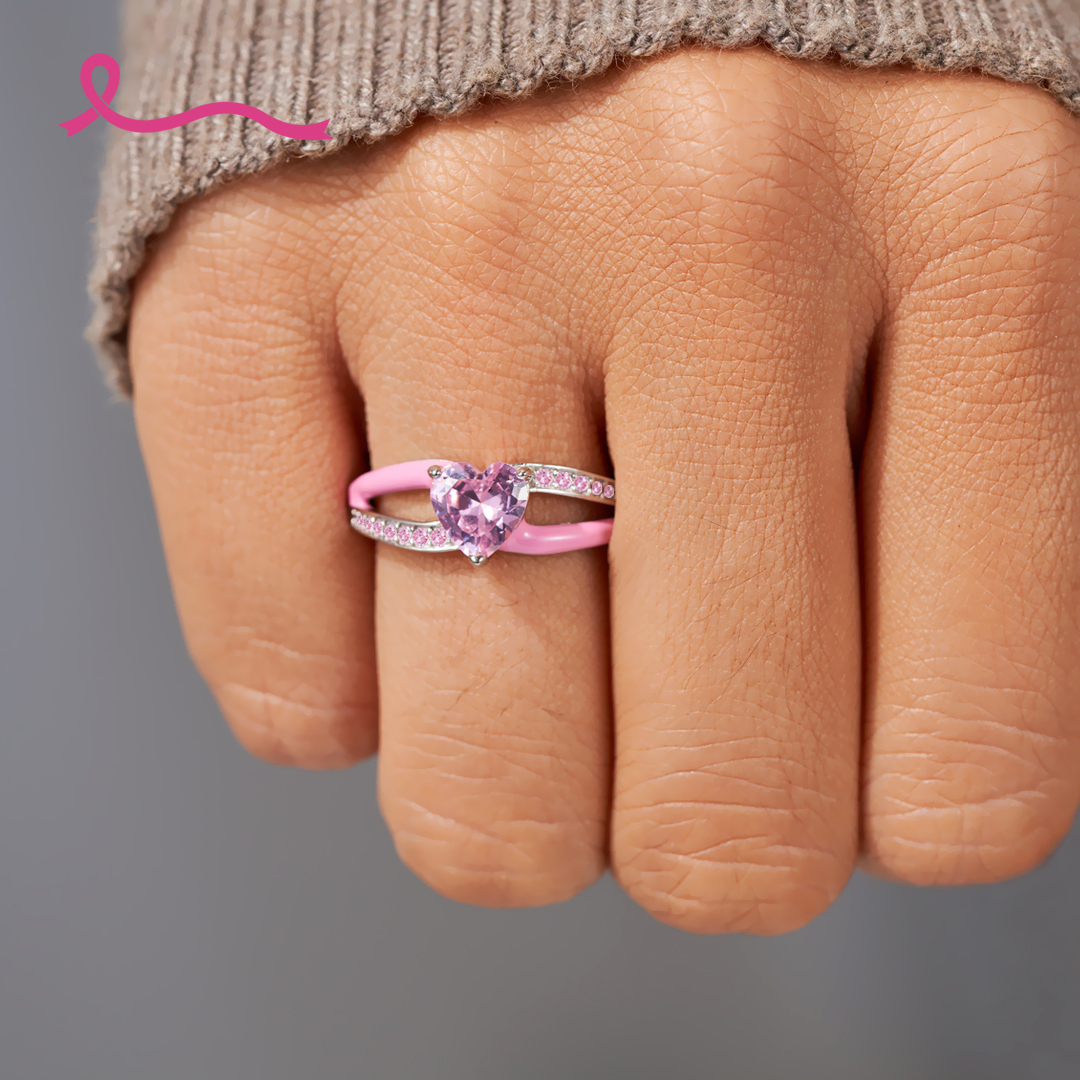 I Wear Pink For Myself To Defeat Breast Cancer Pink Heart Ring