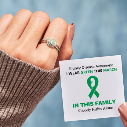 Kidney Disease Awareness Green Circle Ring