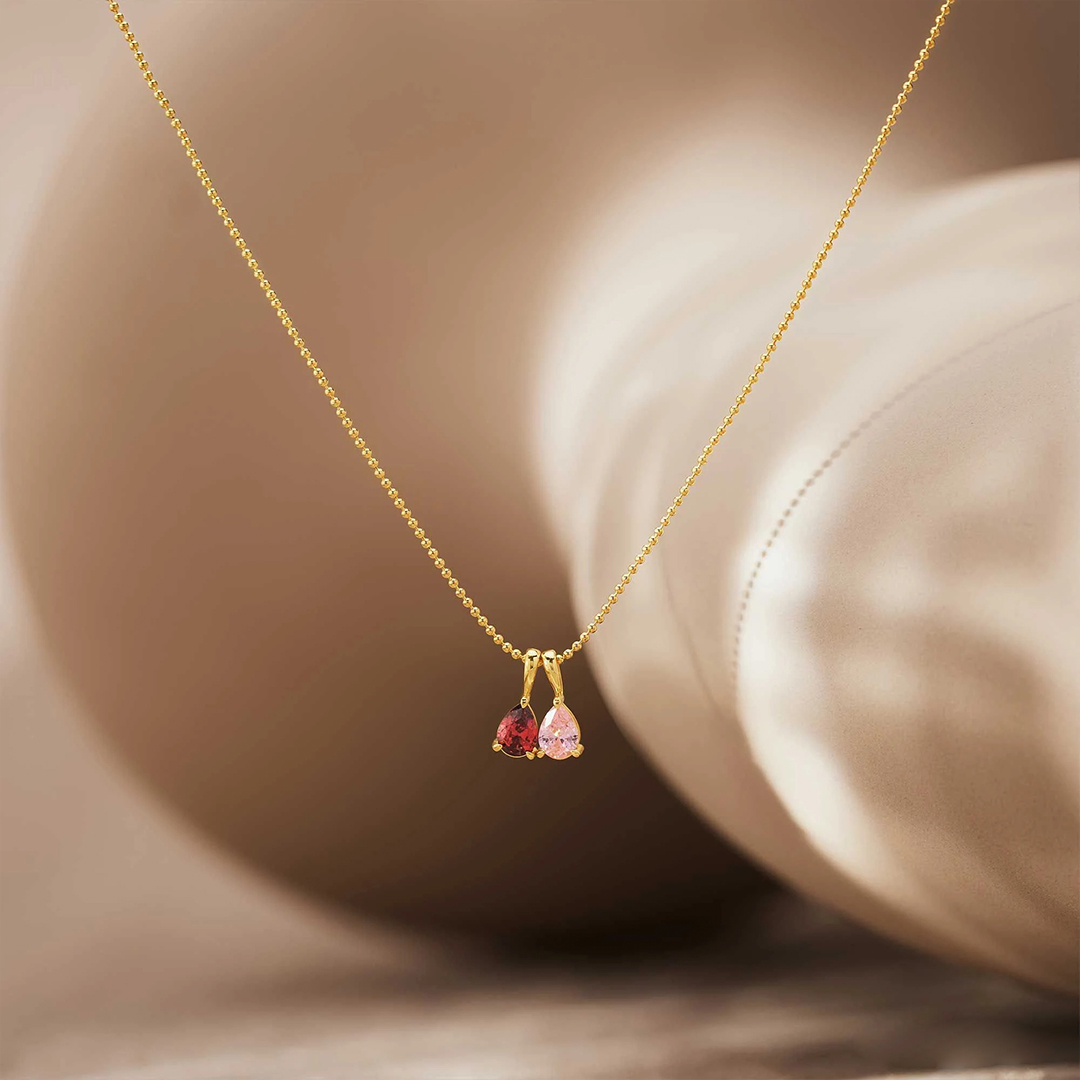 Family Birthstone For Grandma Drop Necklace
