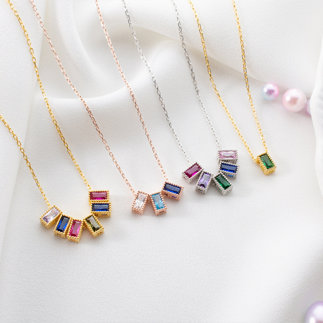 Personalized 1-14 Birthstones Charms One of a Kind Gift Design Your Necklace