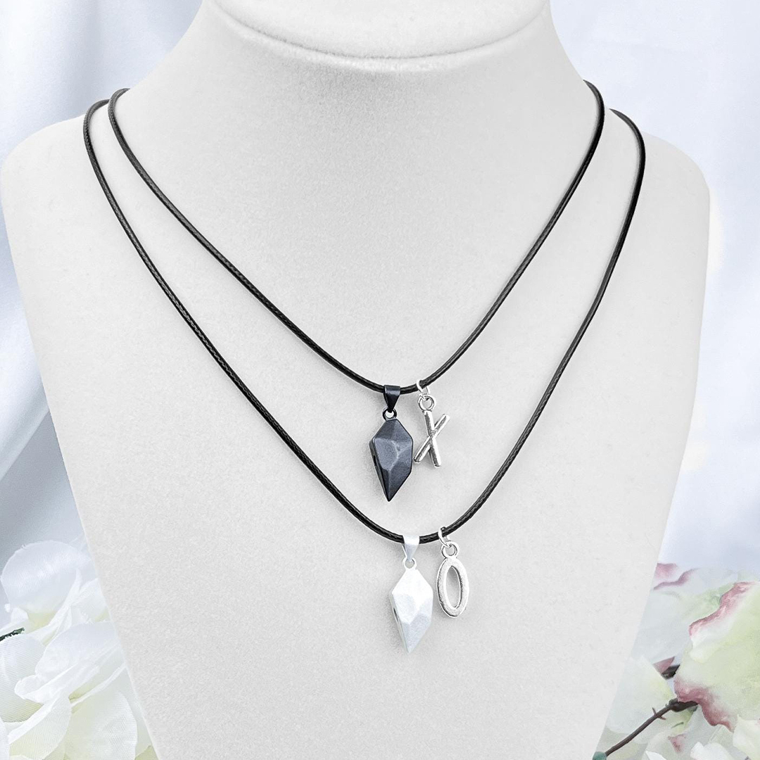 Personalized Initial Heart Connection Necklace Set
