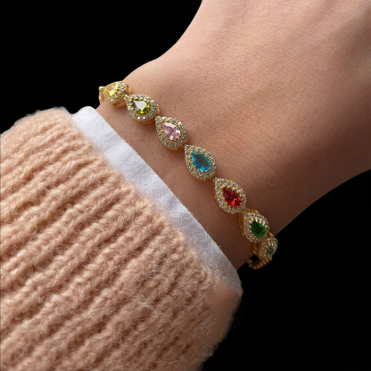 Grandma Gift Family Drop Birthstone Bracelet