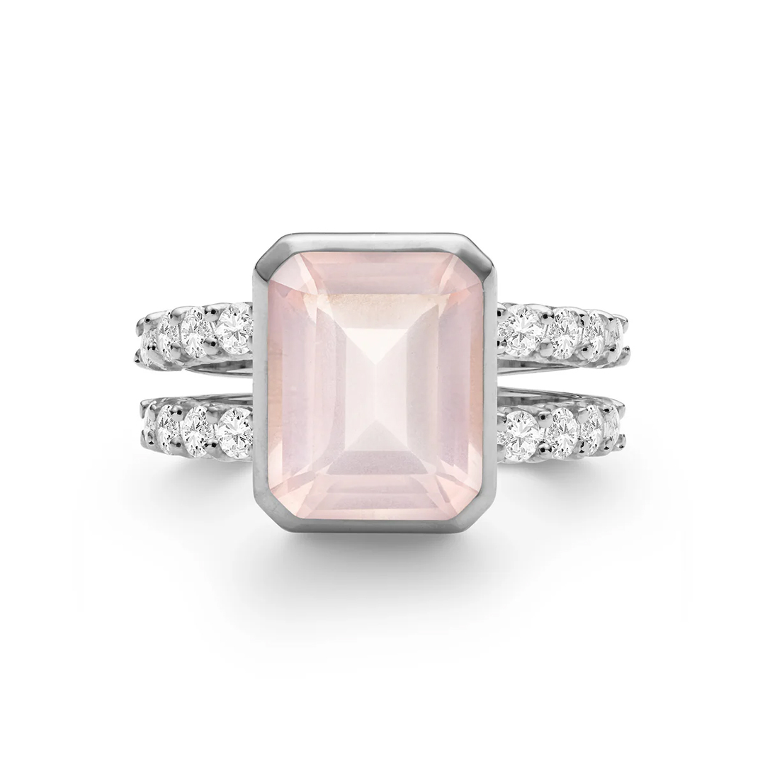 Breast Cancer I Am Enough Rose Quartz Ring