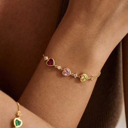 1-10 Birthstones Heartbeat Family Bracelet