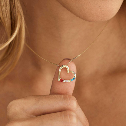 Custom 2-8 Birthstones Grandma's Heartbeat Necklace