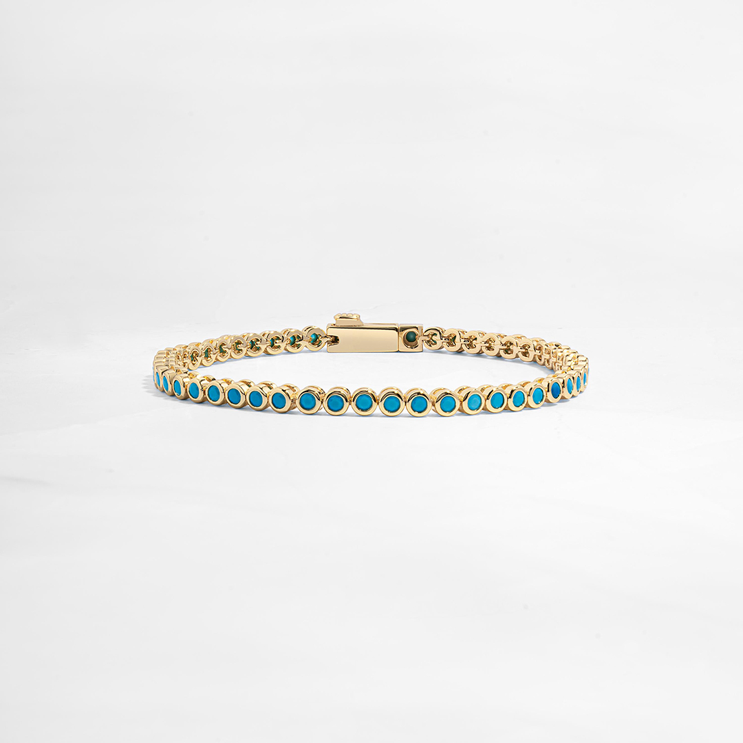 PTSD Awareness Strength In Every Link Turquoise Tennis Bracelet