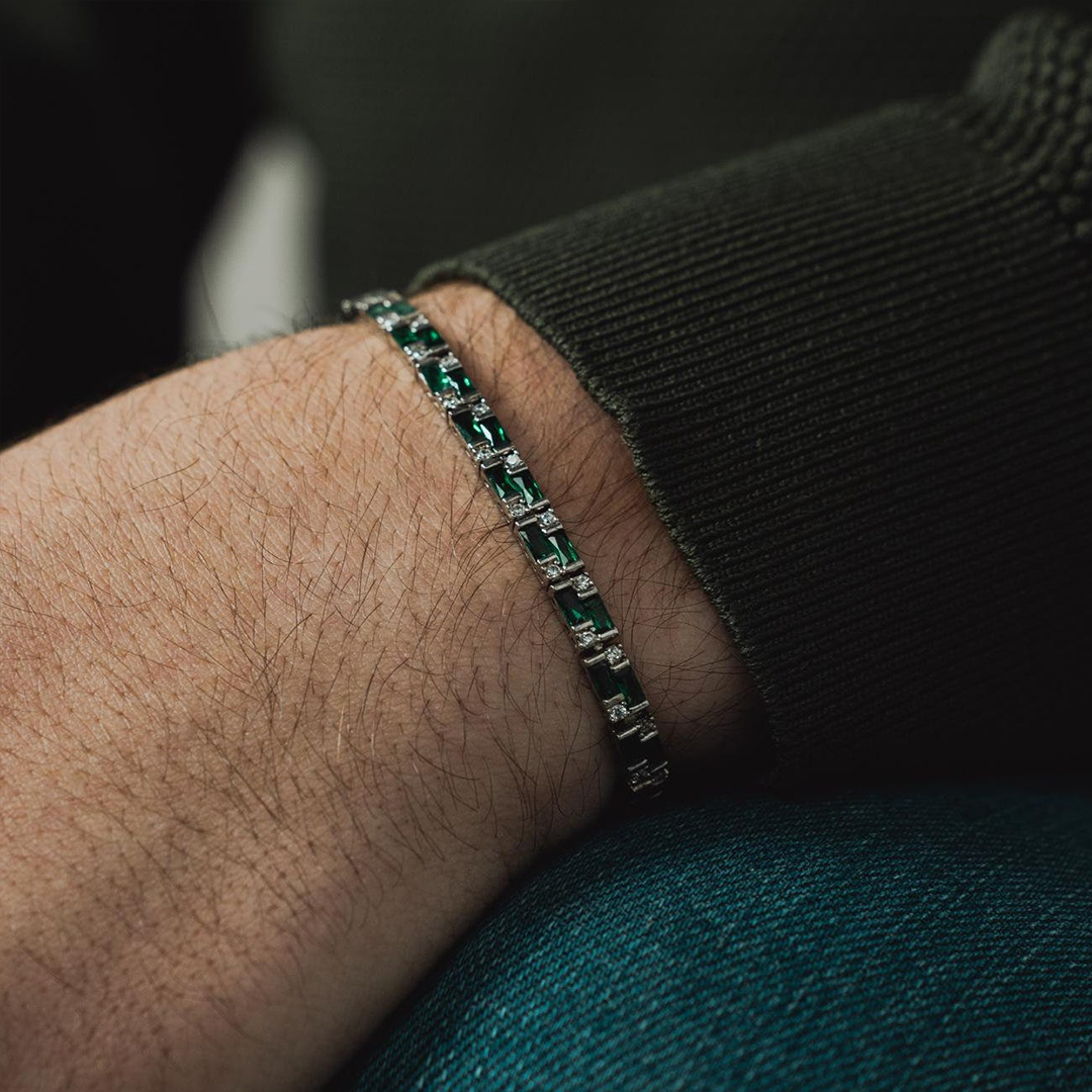 Kidney Disease Awareness Men Green Tennis Bracelet