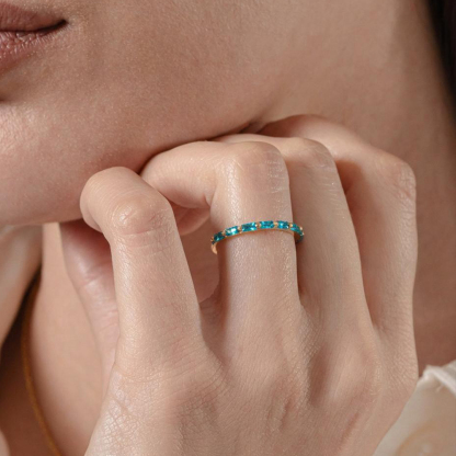 Colorectal Cancer Awareness Stand Strong Baguette Blue Ring