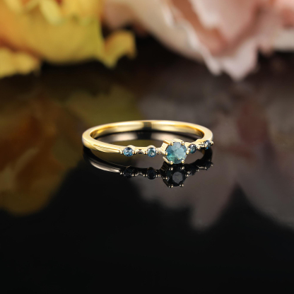 Ovarian Cancer Awareness Strength in Teal Teal Sapphire Ring