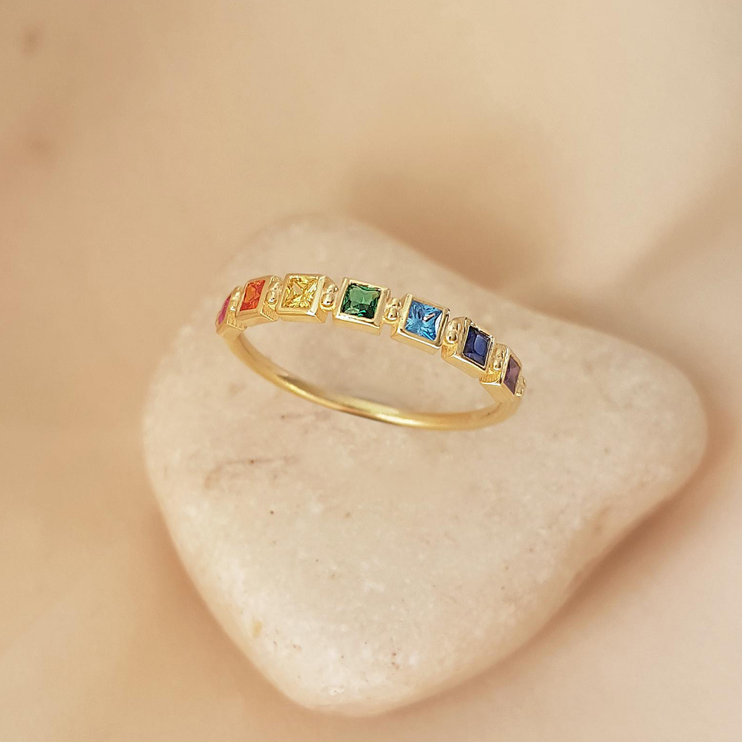 Grandma’s Tear of Joy Personalized 1-6 Birthstone Ring