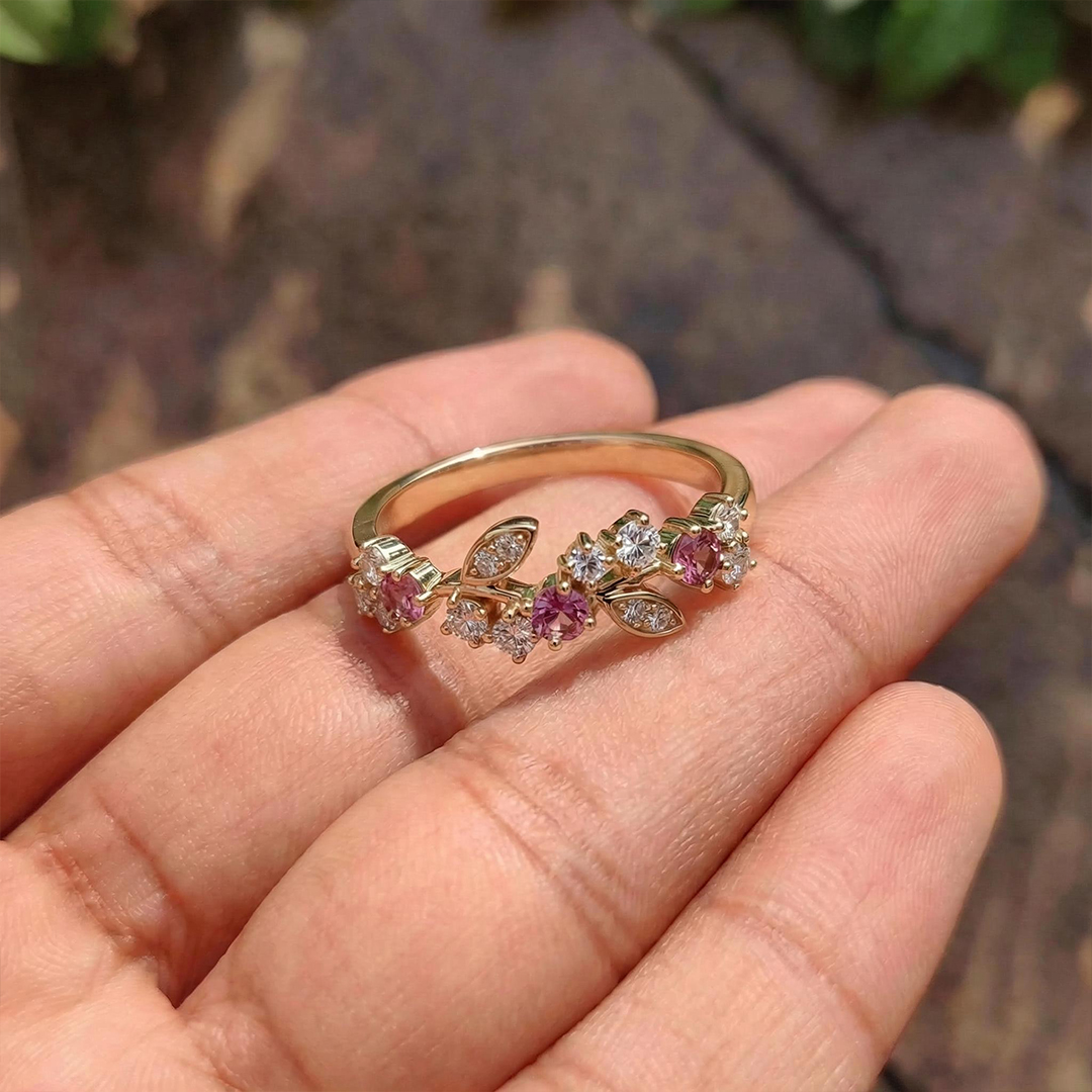 I Am Choosing Me Pink Leaf Ring
