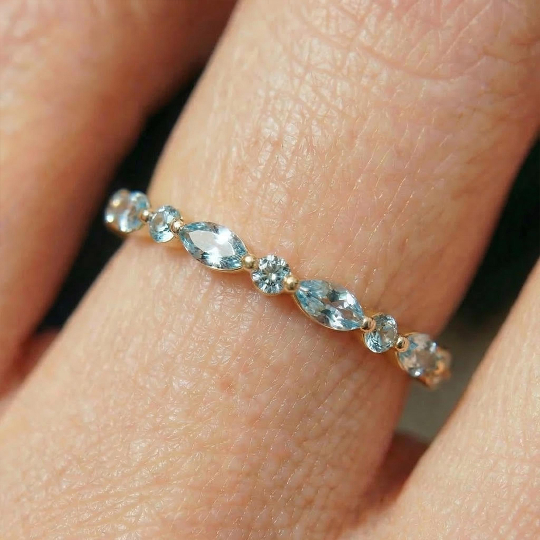 Ovarian Cancer Awareness Teal Marquise Ring