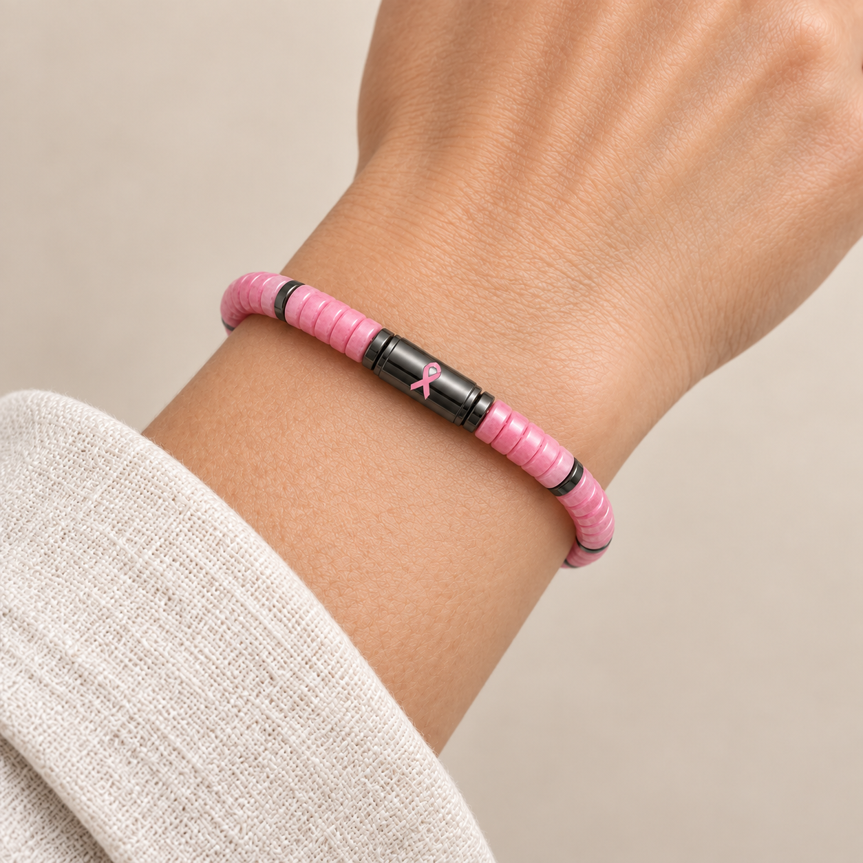 I Am Enough Pink Ribbon Breast Cancer Awareness Bracelet