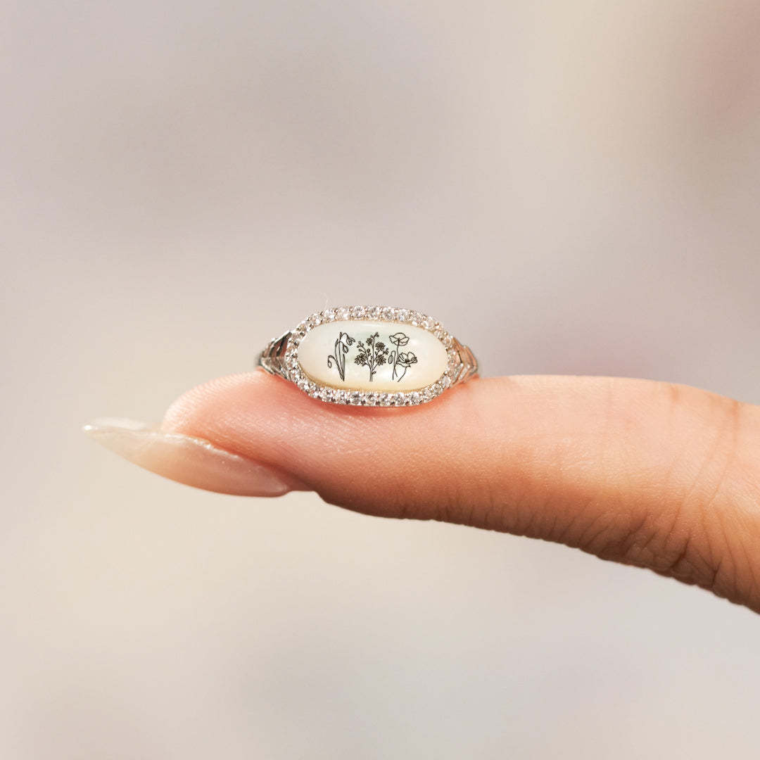 Keep All Those You Love Close Birth Flower Ring