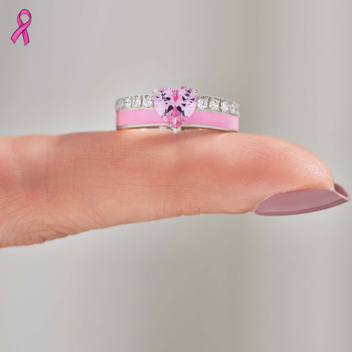 Be Strong And Fight On Heart Ring