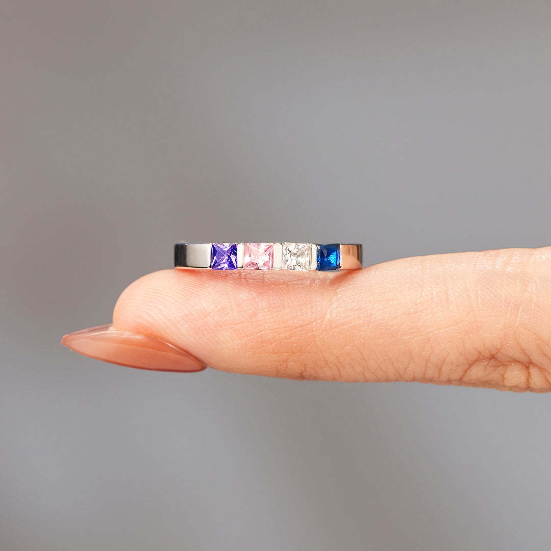 Personalized 1-7 Kids' Birthstone Square Ring