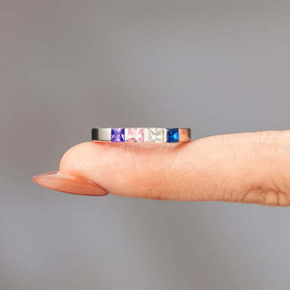 Personalized 1-7 Kids' Birthstone Square Ring