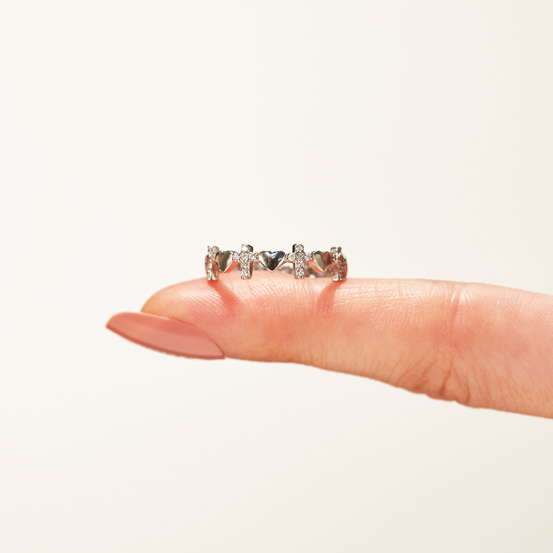 To My Daughter-Cross Heart Ring