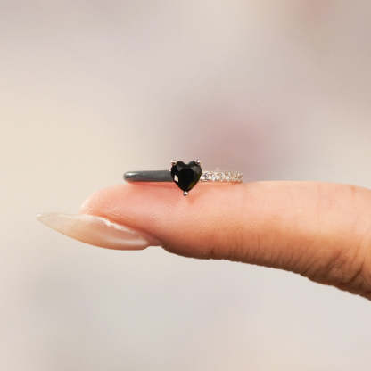 I'm Choosing My Peace Black Enamel Heart Ring